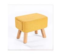 Taburete otomano Reposapiés de madera maciza y reposapiés pequeño otomano, banco para cambiar zapatos, sofá bajo, silla, reposapiés para sala de estar, taburete para zapatos (amarillo pequeño)