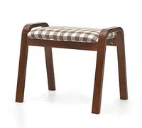 Taburete otomano Reposapiés pequeño Puf de tela de lino Maquillaje Reposapiés otomano Dormitorio moderno Taburete rectangular con asiento de sofá Patas de madera Taburete para zapatos (marrón)