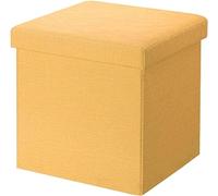Taburete otomano reposapiés plegable, caja de almacenamiento que ahorra espacio, reposapiés, soporte de 100 kg, adecuado para dormitorio, sala de estar, patio, color amarillo, 38 x 38 x 38 cm