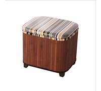 Taburete otomano Taburete de almacenamiento de bambú Taburete pequeño para cambiar zapatos con tapa Caja de memoria Reposapiés Taburete otomano de madera hecho a mano para zapatos (madera oscura)