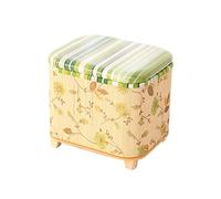 Taburete otomano Taburete de almacenamiento de bambú Taburete pequeño para cambiar zapatos con tapa Caja de memoria Reposapiés Taburete otomano de madera hecho a mano para decoración de zapatos (verde