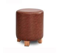 Taburete otomano Taburete de madera Reposapiés otomano Sofá bajo de moda Silla Taburete de cuero simple para mostrador de cocina Decoración de sala de estar Taburete para zapatos (marrón 35 cm)