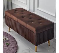 Taburete otomano tapizado con Patas de Metal - Reposapiés Acolchado para Sala de Estar y Dormitorio - Elegante Banco de Ventana y Asiento de cabecera (660 x 40 x 45 cm)