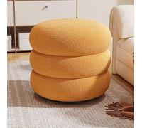 Taburete otomano tapizado redondo, acolchado suave para sala de estar, dormitorio, sofá, reposapiés moderno