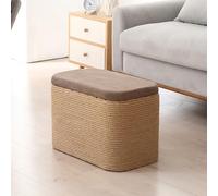 Taburete otomano tejido hecho a mano, almacenamiento de madera rústica para entrada, dormitorio, sala de estar