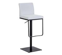 Taburete De Bar Panama En Cuero PU I Taburete Alto Regulable En Altura & Giratorio I Taburete De Cocina con Respaldo & Reposapiés I Color:, Color:Blanco, Color del Marco:Negro