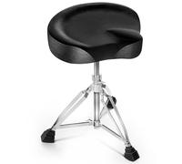 Taburete para Batería de Silla de Montar CAHAYA, Negro, Asiento Acolchado Ajustable, Rotación, Pies Antideslizantes