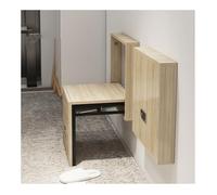 Taburete Para Cambiar Zapatos, Silla Plegable Montada En La Pared, Taburete Para Cambiar Zapatos Oculto, Taburete Plegable De Madera Maciza, Apertura Inteligente Silenciosa, Adecuado(Color:Beige Gris)