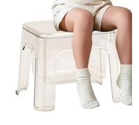 Taburete para ducha, silla de baño transparente con espacio de almacenamiento, banco de ducha, para almacenamiento de esquina de tocador, hogar, baño, cocina, mesita de noche