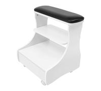Taburete pedicuro, taburete con reposapiés, mueble rodante para cuidado de los pies, con bandeja y almacenamiento, ideal para salón de belleza y uso doméstico profesional (Lanza, Negro)
