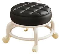 Taburete pequeño ajustable giratorio de 360° con ruedas para pedicura, spa, baño y uso doméstico, silla rodante beige para mayor comodidad y movilidad