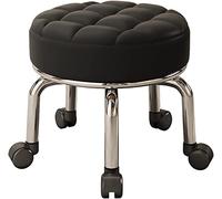 Taburete pequeño con ruedas, taburete pequeño con ruedas, taburete pequeño y bajo, este taburete con el asiento acolchado para montaje de muebles, fácil de enrollar, taburetes pequeños bajos de cuero
