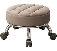 Taburete pequeño con ruedas, taburete pequeño con ruedas, taburete pequeño y bajo, este taburete con el asiento acolchado para montaje de muebles, fácil de enrollar, taburetes pequeños bajos de cuero