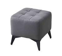 Taburete pequeño de cuero otomano taburete sofá taburete de té cambio zapatos banco reposapiés reposapiés asiento acolchado patas de acero al carbono sala de estar dormitorio naranja rojo (color: gris