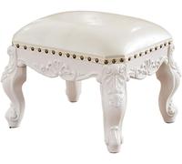 Taburete pequeño de cuero, reposapiés otomano vintage, reposapiés de madera para sofá, sala de estar, sofá