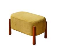 Taburete pequeño otomano de pana blanca de 12.5 pulgadas con patas de madera, elegante banco de sofá y zapatero para sala de estar, dormitorio, entrada, decoración versátil para el hogar