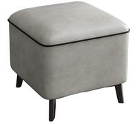 Taburete pequeño otomano reposapiés, taburete de reposapiés de cubo, banco cuadrado de cuero con copetudo, taburete para cambio de zapatos, para dormitorio, sala de estar, oficina, pasillo de entrada