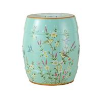 Taburete pequeño redondo de cerámica, reposapiés de estilo chino con flores pintadas a mano y tambor de cerámica (tamaño: #4)
