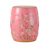 Taburete pequeño redondo de cerámica, reposapiés de estilo chino con flores pintadas a mano y tambor de cerámica (tamaño: #1)