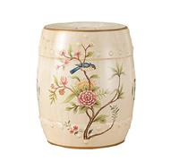 Taburete pequeño redondo de cerámica, reposapiés de estilo chino con flores pintadas a mano y tambor de cerámica (tamaño: #2)