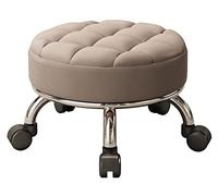 Taburete pequeño taburete con asiento acolchado para montaje de muebles, fácil de rodar, taburete bajo con ruedas, taburetes pequeños bajos de cuero para garaje en casa, color verde (ruina)