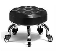 Taburete pequeño taburete con ruedas, taburete redondo bajo con ruedas, asientos pequeños que ayudan a limpiar los suelos fácilmente, ligero de llevar, perfecto para cuidar los pies, color negro 2