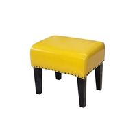 Taburete, pequeño Taburete otomano, reposapiés Rectangular de Cuero con Asiento Acolchado y Patas de Madera, Moderno reposapiés otomano para Sala de Estar, Dormitorio, sofá u ofici