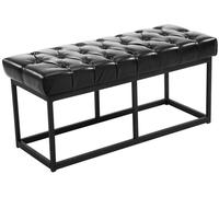 CLP Taburete Pie De Cama Amun En Cuero Sintético | Banco Recibidor Estilo Chesterfield | Banco De Salón con Base De Metal En Negro I Color:, Color:Negro, Tamaño:100 cm