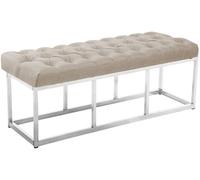 Taburete pie de cama amun en tela crema 38x120x46 cm