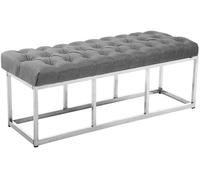 CLP Taburete Pie De Cama Amun Tapizado En Tela | Banco Recibidor Estilo Chesterfield | Banco De Salón con Base De Acero Inoxidable I Color:, Color:Gris, Tamaño:120 cm