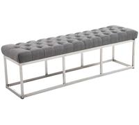 CLP Taburete Pie De Cama Amun Tapizado En Tela | Banco Recibidor Estilo Chesterfield | Banco De Salón con Base De Acero Inoxidable I Color:, Color:Gris, Tamaño:150 cm