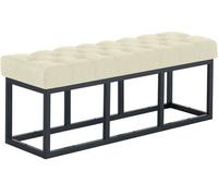 Taburete pie de cama amun tela & negro crema 38x120x46 cm