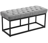 Taburete pie de cama amun tela & negro gris 38x100x46 cm