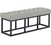CLP Taburete Pie De Cama Amun Tapizado En Tela | Banco Recibidor Estilo Chesterfield | Banco De Salón con Base De Metal Negro I Color:, Color:Gris, Tamaño:120 cm