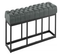 CLP Taburete Pie De Cama Amun Tapizado En Tela | Banco Recibidor Estilo Chesterfield | Banco De Salón con Base De Metal Negro I Color:, Color:Gris Oscuro, Tamaño:150 cm
