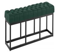 Banco amun tapizado en tela con estructura negra verde 38x150x46 cm