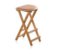 Taburete Plegable Acolchado de 48cm, Estructura de Bambú, Silla Alta Plegable de 53cm con Cojín de Ratán, Sin Montaje para Casa, Cocina, Apartamento(Natural,21in/53cm)