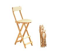 Taburete plegable con asiento de ratán, silla plegable portátil con marco de bambú y respaldo para cocina y bar