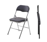 Taburete plegable con cojín acolchado, marco de metal negro con respaldo bajo para oficina, sala de reuniones, patio, fiesta y eventos, duradero y elegante (marrón, pintura para hornear)