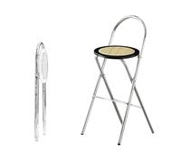 Taburete plegable con cojín de ratán, portátil y sin montaje, fuerte carga para comedor, apartamento, patio