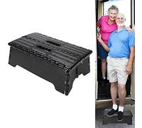 Taburete plegable con escalón - Taburete plegable para niños y adultos - para cocina, jardín, baño, taburete negro (negro) - 38 x 21,5 x 13 cm