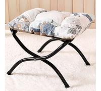 Taburete Plegable con Patas de Metal, Moderno y pequeño otomano Desmontable, portátil, cómodo, de algodón, Antideslizante, Color Azul Lago