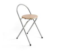 Taburete Plegable con Respaldo - Sillas Plegable de Metal y Madera - Decoración para el Hogar - Ideales para Cocina (Alto. 69 cm x Largo. 39 cm - Madera Natural)
