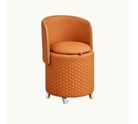 Taburete plegable con respaldo y almacenamiento, silla giratoria redonda rodante para sala de estar o dormitorio