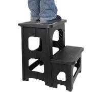 Taburete plegable de 2 escalones - Escalera de escalera con capacidad de 250 lbs, manivela compacta con pedal ancho | Resistente al desgaste Durable Interior Exterior Cocina Dormitorio Hogar Acceso