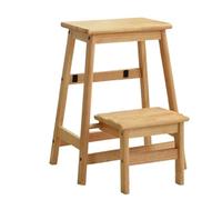 Taburete plegable de 2 niveles, escalera de madera multiusos para el hogar y la biblioteca