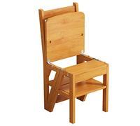 Taburete plegable de 4 niveles, taburete de madera 3 en 1, estante de almacenamiento, estante de flores para el hogar, cocina, biblioteca, silla de escalera portátil antideslizante para adultos
