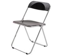 Taburete plegable de acrílico transparente con patas plateadas galvanizadas, silla de comedor versátil para maquillaje, fotografía, tiendas de ropa, elegante diseño negro