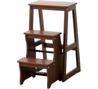Taburete plegable de madera de 3 escalones, escalera multifuncional y almacenamiento, soporte de pantalla portátil para uso en interiores y exteriores, diseño de ahorro de espacio