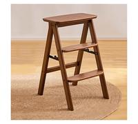 Taburete plegable de madera de 3 escalones, escalera portátil antideslizante y estante de almacenamiento multifuncional, ideal para el hogar, jardín, oficina, diseño que ahorra espacio